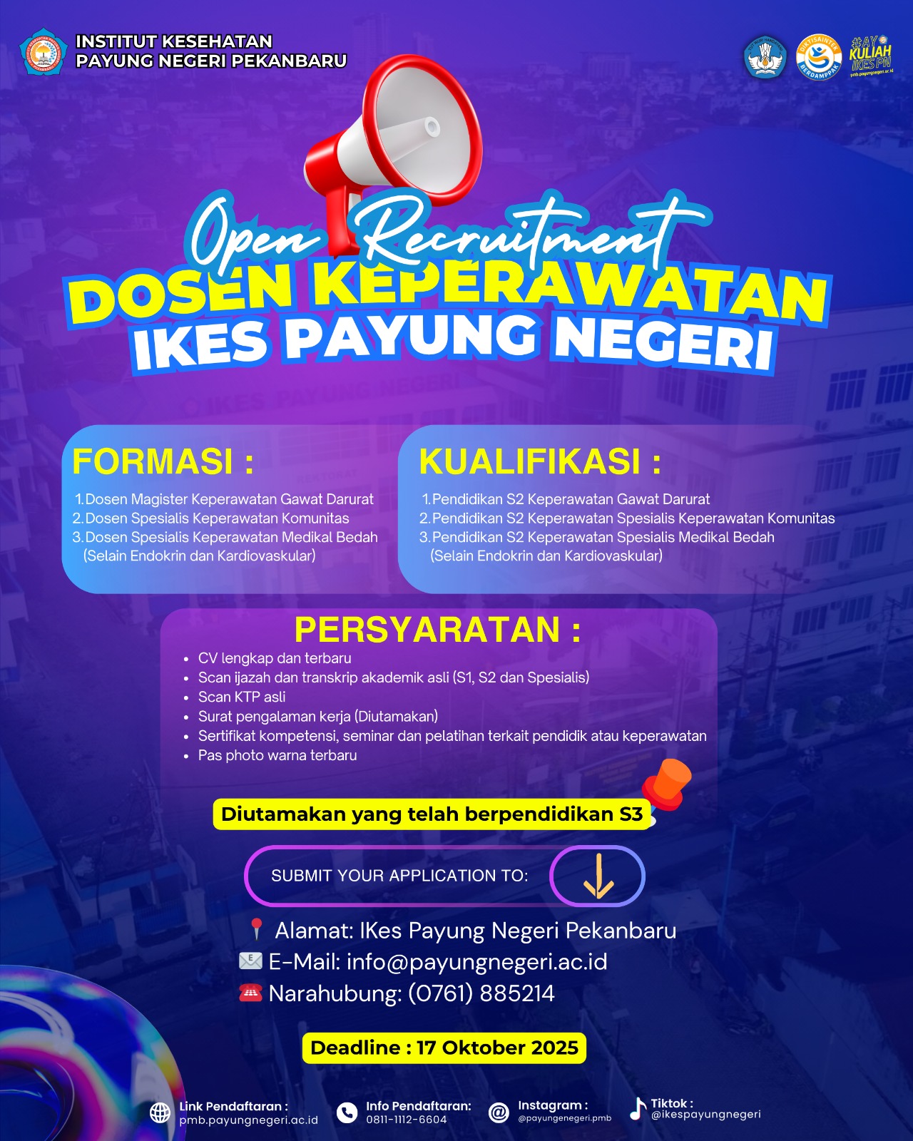 Open Recruitment - Dosen Keperawatan IKES PAYUNG NEGERI PEKANBARU